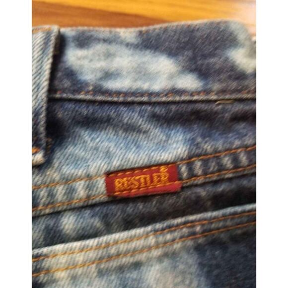 Jean Shorts Cutoffs Frayed Hem Altered Bleach Tie Dyed Women's OOAK Men's 40 - Picture 6 of 7